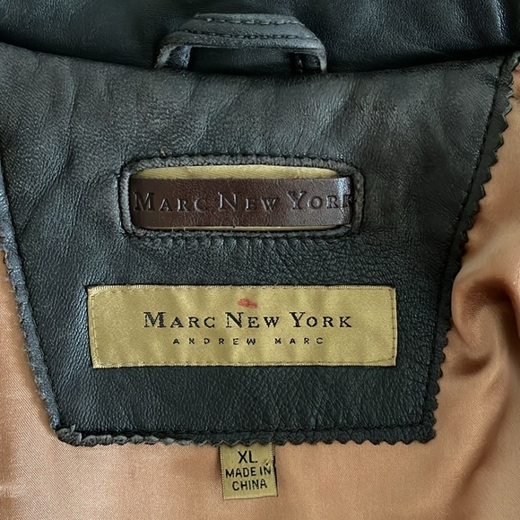 Andrew Marc New York Mens Leather Jacket Brown Bomber Full Zip XL Butter Soft - Picture 5 of 11